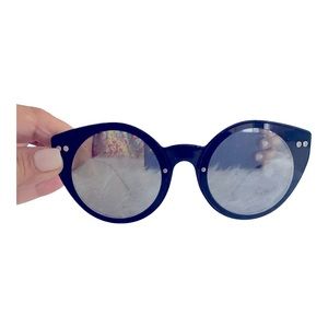 ❌SOLD Spitfire England Black Rimmed Cat Eye Sunglasses. Silver mirrored lens.